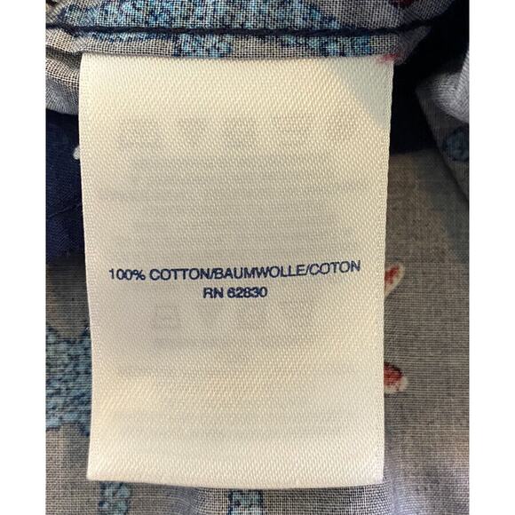 Lands End Button Down Shirt Mens L 16-16 1/2 Red White Blue Starfish shortslve - Picture 7 of 9